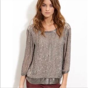 Parker Silver Sequin Blouse